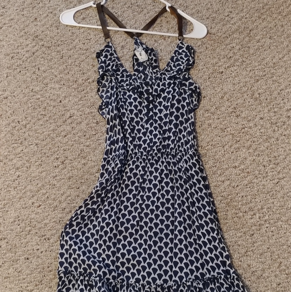 Navy & White Leather Strap Dress